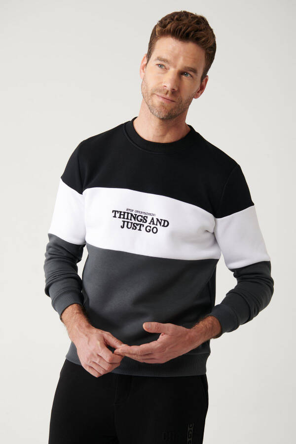 Black-white-anthracite Sweatshirt - 8