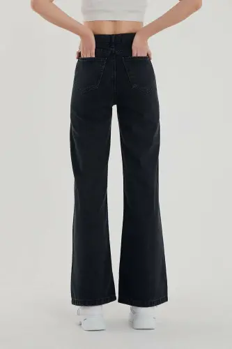 Black Wide Leg Jeans-BLACK - 4
