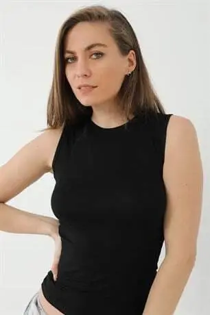 Black Women Bamboo T-shirt, Scoop Neck Sleeveless Tank Top - 3