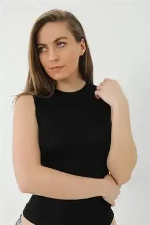 Black Women Bamboo T-shirt, Scoop Neck Sleeveless Tank Top - 4