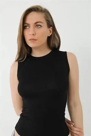 Black Women Bamboo T-shirt, Scoop Neck Sleeveless Tank Top - 5