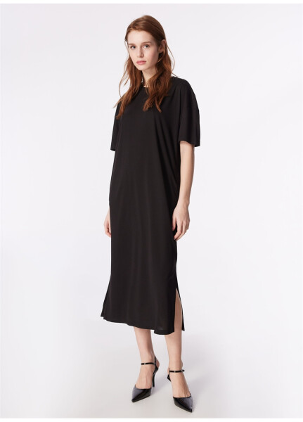 Black Women's Basic Crew Neck Dress - 9