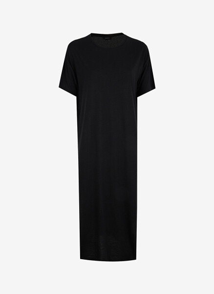 Black Women's Basic Crew Neck Dress - 2