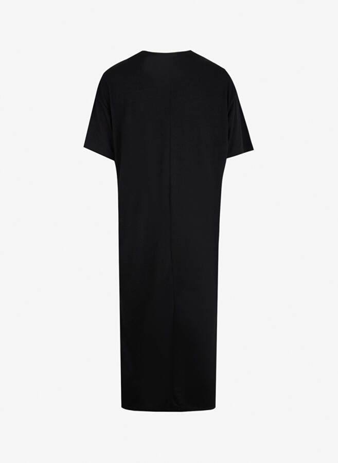 Black Women's Basic Crew Neck Dress - 3