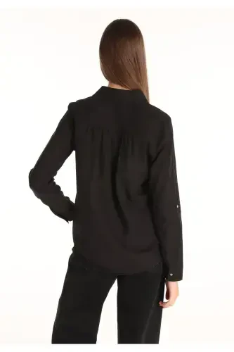 Black women's blouse, U-neck, Cl1058747 - COLIN’S (1)