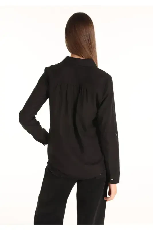 Black women's blouse, U-neck, Cl1058747 - 2
