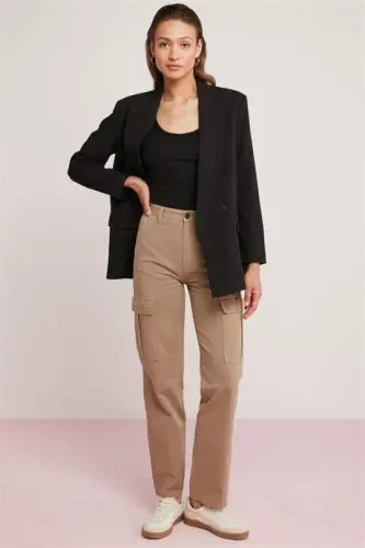 Black Women's Bonded Look Corset Tank Top Thick Straps Basic - 4