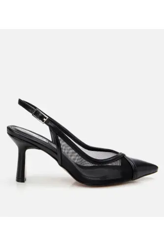 Black Women's Fishnet Stiletto-BLACK - 1