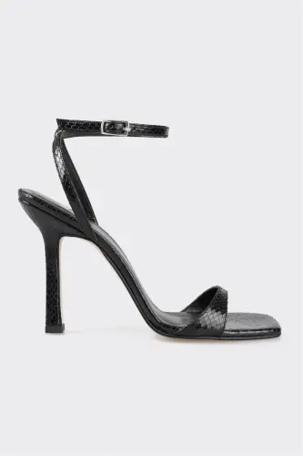 Black Women's Heeled Sandal-Black - 1