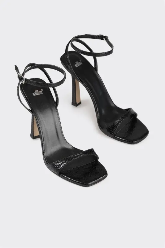 Black Women's Heeled Sandal-Black - 2