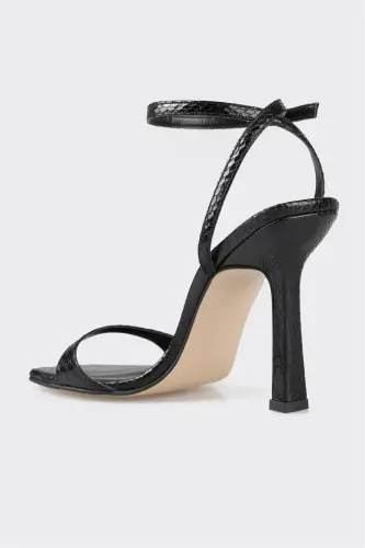 Black Women's Heeled Sandal-Black - 3