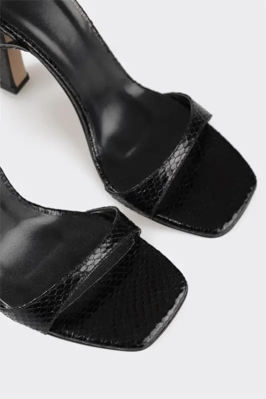 Black Women's Heeled Sandal-Black - 4