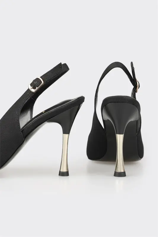 Black Women's Heeled Shoe-Black - 4
