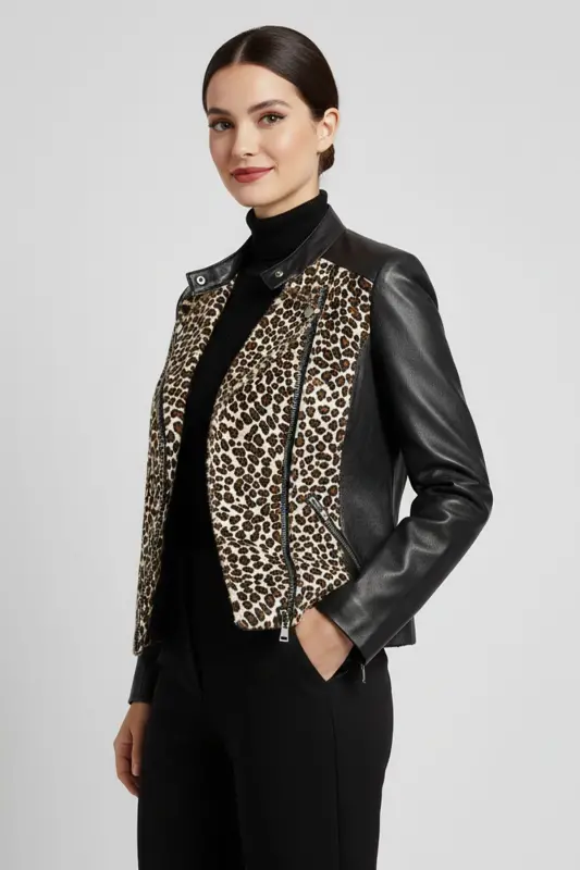Black women's leather jacket - 2