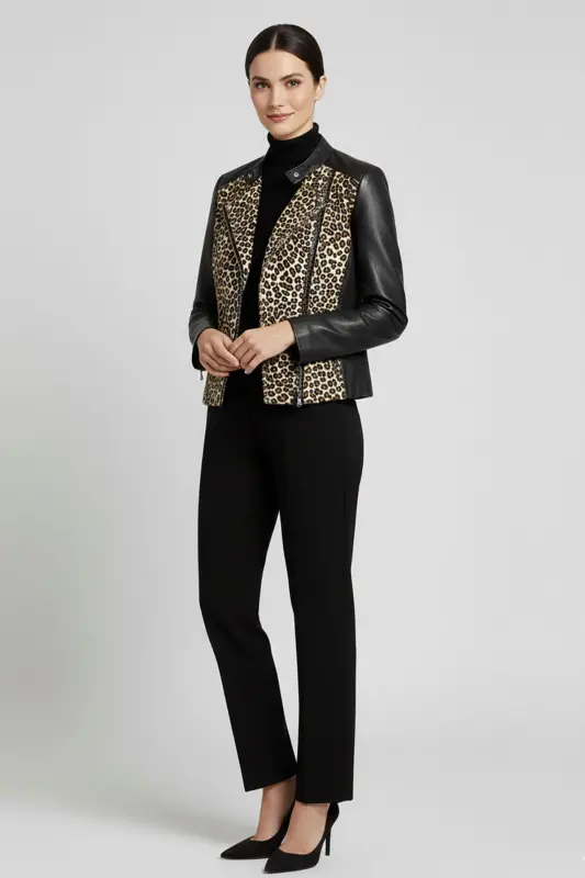 Black women's leather jacket - 3