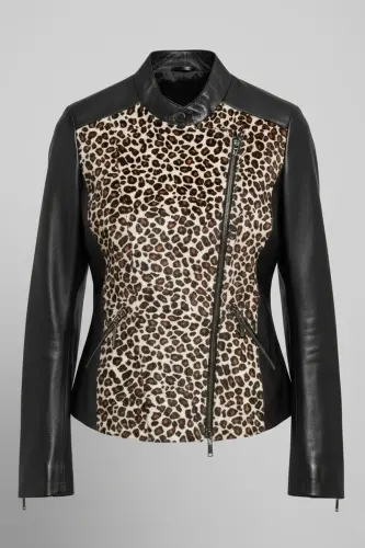 Black women's leather jacket - 5