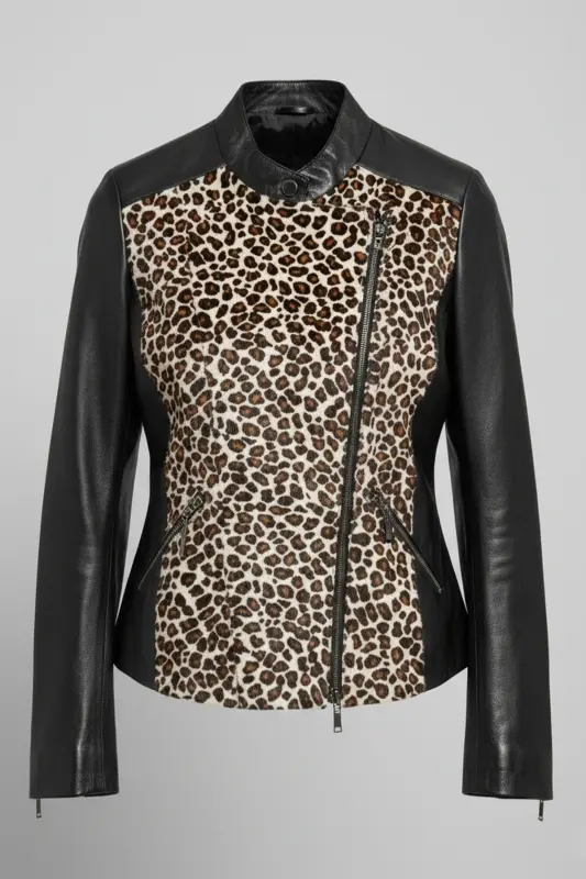 Black women's leather jacket - 5