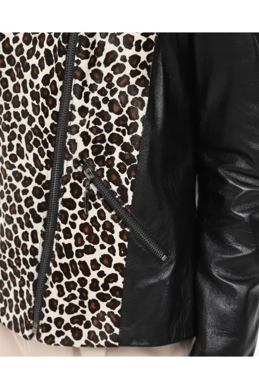 Black women's leather jacket - 7