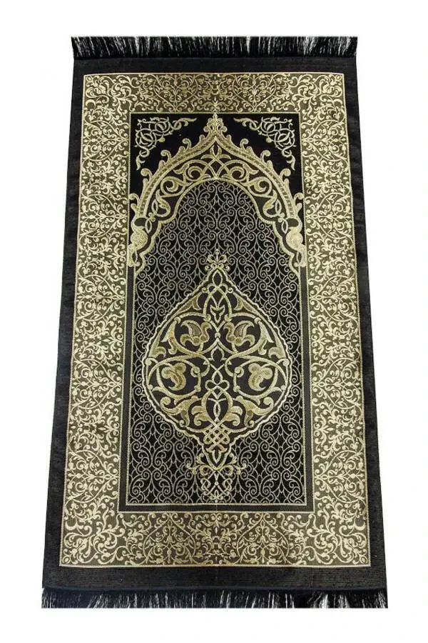 Black Women's Practical Hijab Prayer Zipper One Piece Dress Prayer Rug Set - 8