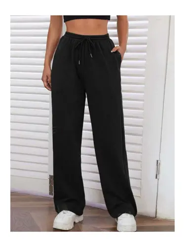 Black Women's Regular Fit Thin Sweatpants Spr24eak80-Black - 1