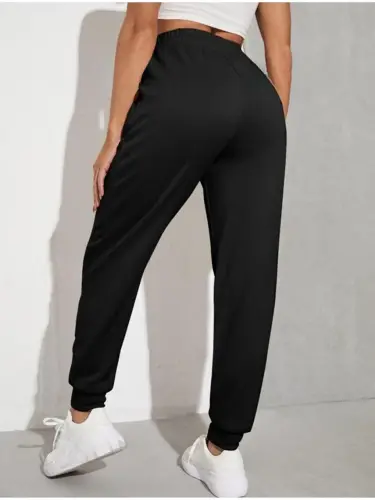 Black Women's Regular Fit Thin Sweatpants Spr24eak81-Black - 3