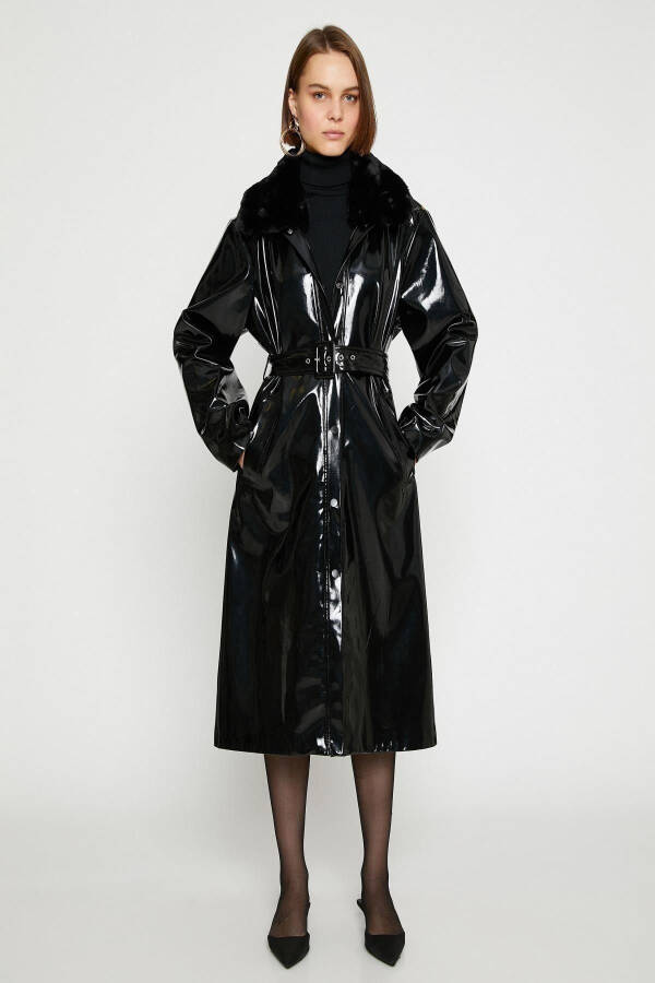 Black Women's Trench Coat - 2