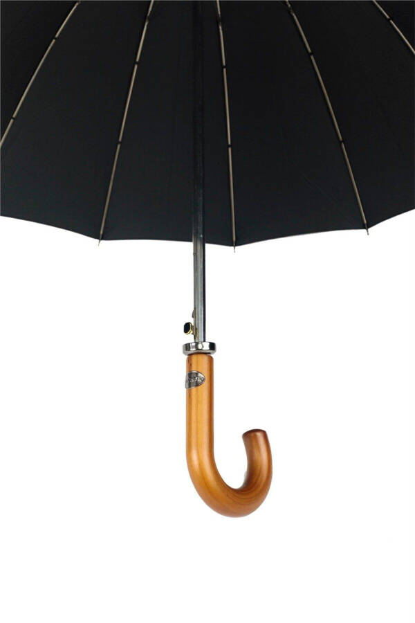 Black Wooden Handle 16 Steel Rib Ultra Premium Luxury Men's Walking Stick Umbrella M21marmpr1025r001 - 6