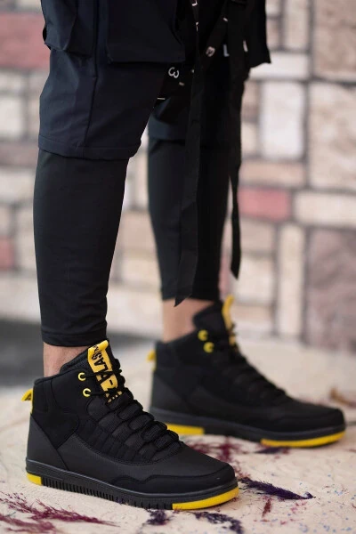 Black Yellow Men's Sneaker Boot 00122262 - 8