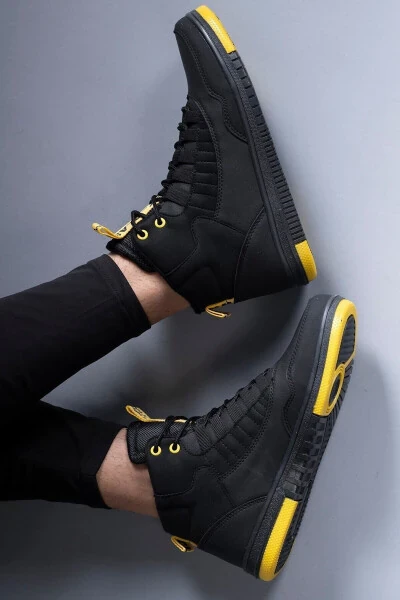 Black Yellow Men's Sneaker Boot 00122262 - 5