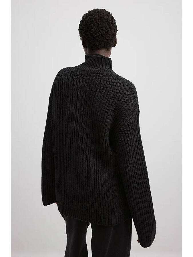 Black Zipper Collar Basic Sweater MG1960 - 5