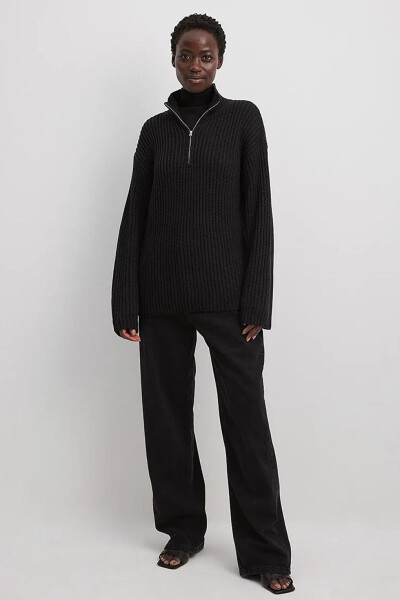 Black Zipper Collar Basic Sweater MG1960 - 9