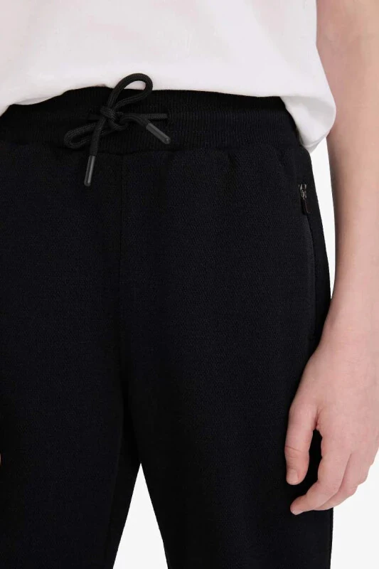 Black zippered fleece sweatpants for boys - 1