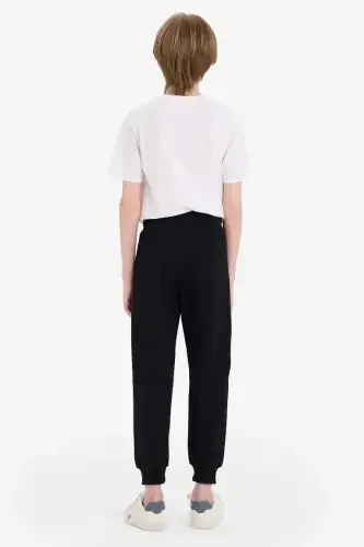 Black zippered fleece sweatpants for boys - DEFACTO (1)