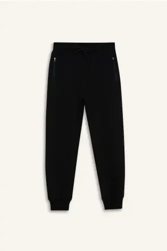Black zippered fleece sweatpants for boys - 3