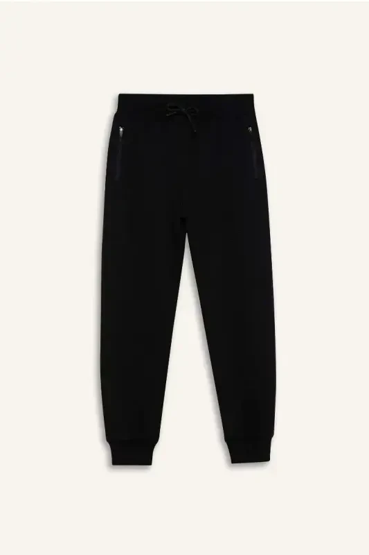 Black zippered fleece sweatpants for boys - 3