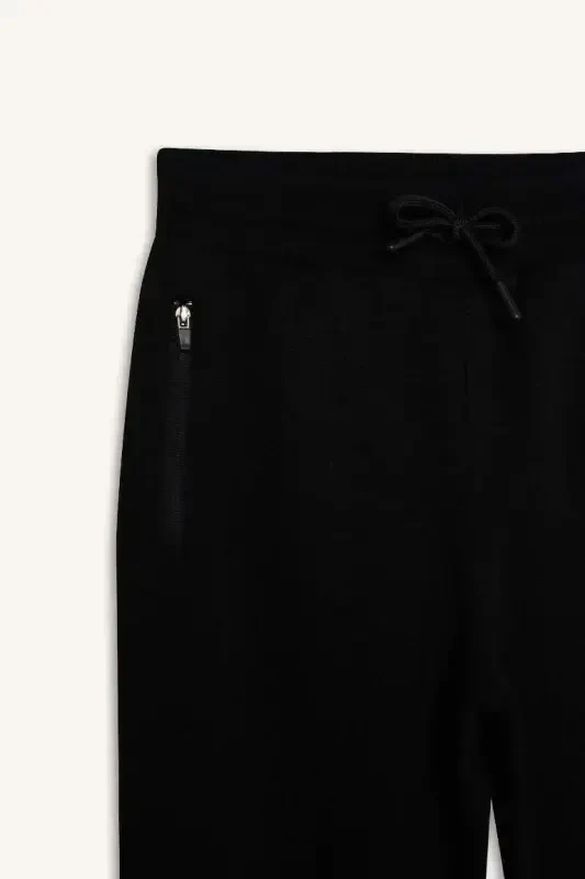Black zippered fleece sweatpants for boys - 4