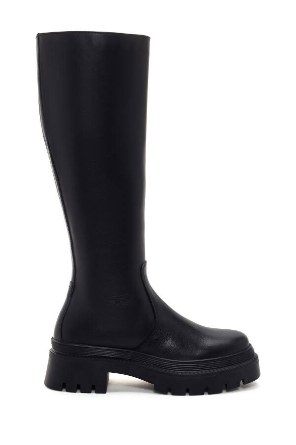 Black zippered leather boots, code 24WFD511018. - 1