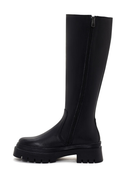 Black zippered leather boots, code 24WFD511018. - 4