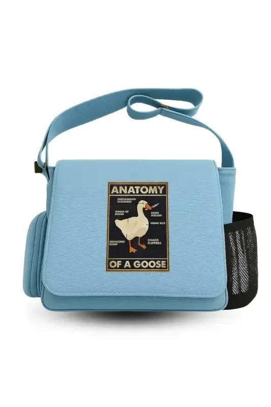 BlackCo Duck Anatomy Baskılı Unisex Yeşil Postacı Çantası-Mavi - Modazone