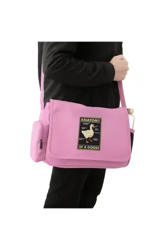 BlackCo Duck Anatomy Printed Unisex Green Messenger Bag-Pink - 1
