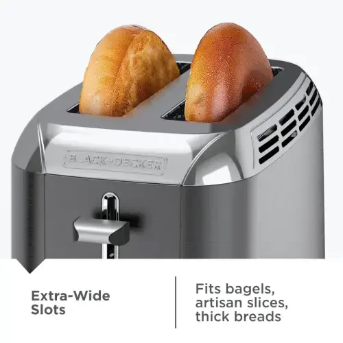 BLACK+DECKER 2-Slice Toaster, Black Stainless Steel with Removable Tray - 7