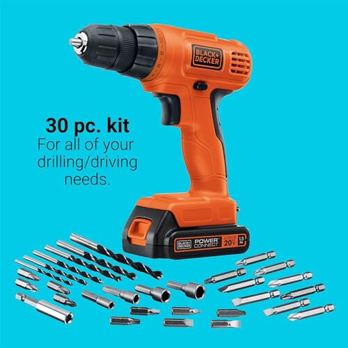 BLACK+DECKER 20V MAX POWERCONNECT Akumlyatorli Burg'ilagich/Burgulovchi + 30 dona Uch va Burg'ulovchi to'plami (LD120VA) - 19