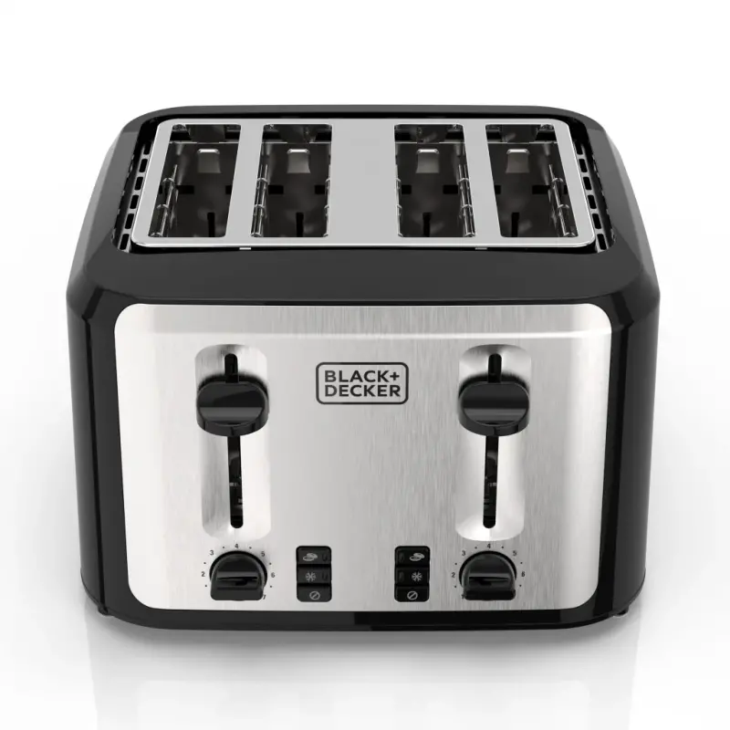 BLACK+DECKER Black/Silver 4‑Slice Toaster with Extra‑Wide Slots, 7 Adjustable Shade Settings, High‑Lift Lever & Drop‑Down Crumb Tray - 2