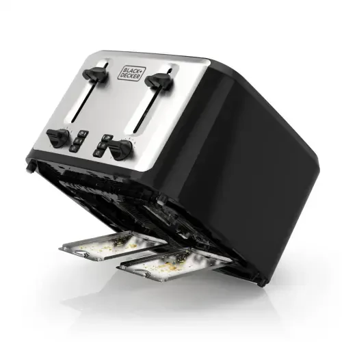 BLACK+DECKER 4-Slice Toaster, Black and Silver with Extra-Wide Slots - 3