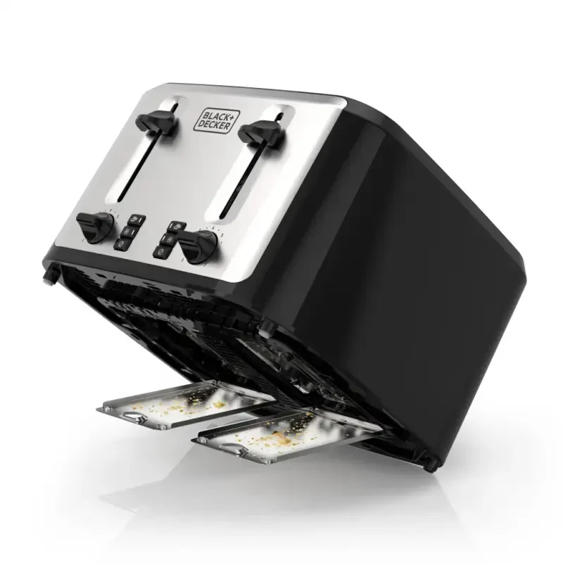 BLACK+DECKER 4-Slice Toaster, Black and Silver with Extra-Wide Slots - 3