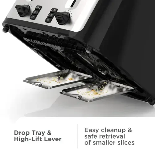 BLACK+DECKER 4-срезовый тостер, черный и серебристый с extra-wide слотами - 10