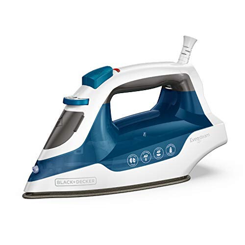 BLACK+DECKER Easy Steam Compact Iron, IR06V, Ikki pozitsiyali simi, TrueGlide yopishmaydigan taglik, Tik par, SmartSteam - 1