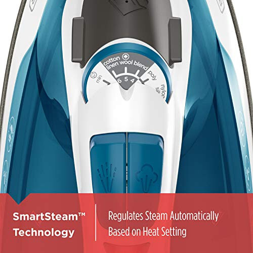 BLACK+DECKER Easy Steam Compact Iron, IR06V, Ikki pozitsiyali simi, TrueGlide yopishmaydigan taglik, Tik par, SmartSteam - 3