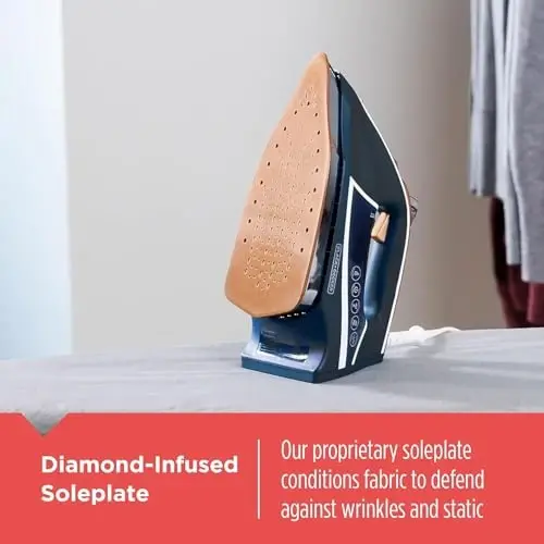 BLACK+DECKER Elite Pro-Series Steam Iron, 6 Settings 1700 Watt, Navy - 6