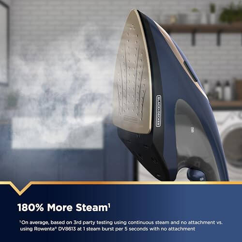 BLACK+DECKER Press & Steam 2-in-1 Iron and Steamer, 180% More Steam & One Temperature Technology, Ceramic Soleplate, Safe on All Fabric Types - 5